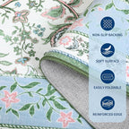 GarveeHome Blue Green Pink Washable 5x7 Area Rugs, Botanical Grove Vintage - Image 7