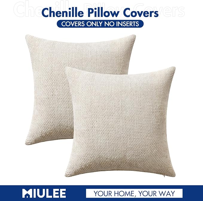 MIULEE Pack of 2 Couch Throw Pillow Covers 22x22 Inch Neutral Beige Modern Boho - Image 7