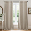RYB HOME Natural Beige Linen Sheer Curtains 90 inches Long by RYBHOME