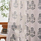 jinchan Linen Floral Curtains for Living Room 84 Inch Length Black Flower - Image 3