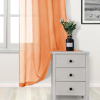 DWCN Sheer Curtains 45 inches Long 2 Panels Set, Rod Pocket Orange Voile Sheer - Image 3