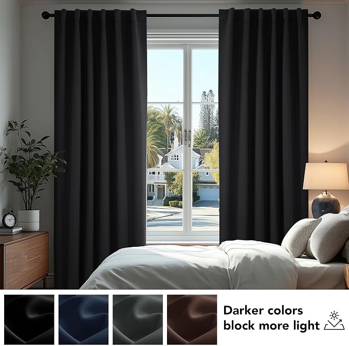 Deconovo Blackout Curtains, Thermal Insulated, W38 x L84 2 Panels, Back Tab - Image 4