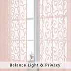 OWENIE Furman Blush Sheer Curtains, 72 inches Long 2 Panels Set, Light - Image 2