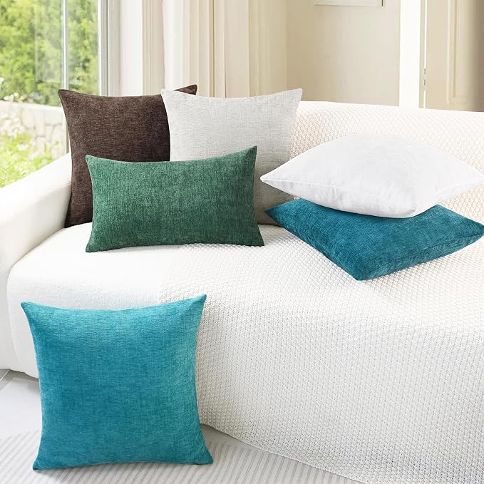 CaliTime Throw Pillow Covers Decorative 16 X 26 Inches Pack of 2 Cozy Chenille - Image 4
