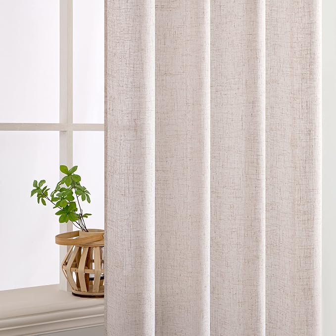 MIULEE Natural White Linen Curtains 78 Inch Length 2 Panels - Image 5