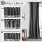 Guken Blazer Grey 100% Blackout Linen Curtains 120 Inch Length 2 Panels Set - Image 6