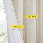 NICETOWN Natural Linen 100% Blackout Curtains 120 inches Length 2 Panels Set - Image 7