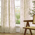 Lazzzy Farmhouse Linen Curtains Green Floral Curtains 96 Inch Length Back Tab - Image 7