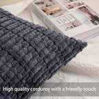 Pack of 2 Corduroy Decorative Throw Pillow Covers 20x20 InchSoft Striped Pillow - Image 2