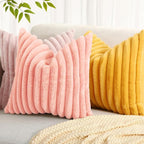 decorUhome Summer Cozy Faux Fur Throw Pillow Covers 16x16 Set of 2 Decorative - Image 8