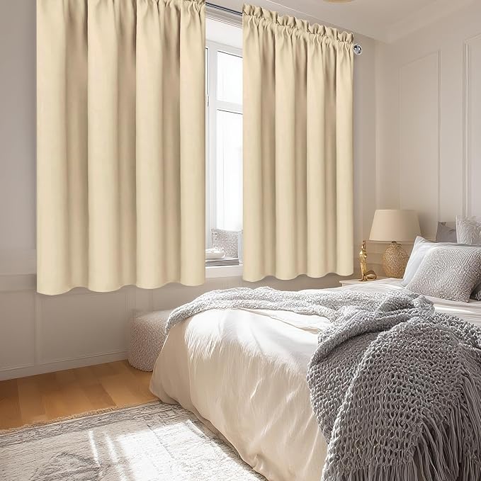 DWCN Beige Curtains for Bedroom Thermal Insulated Room Darkening Drapes for - Image 3