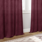 Nanspring Burgundy Linen Curtains Semi Sheer 96 Inches Long 2 Panels Set - Image 6