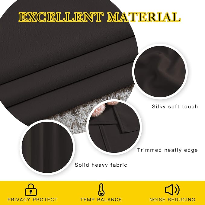 NICETOWN Toffee Brown Room Darkening 102 inch Curtains, Grommet Thermal - Image 4