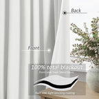 Guken White 100% Blackout Linen Curtains 84 Inch Length 2 Panels Set - Image 3