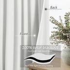 Guken Off White 100% Blackout Linen Curtains 72 Inch Length 2 Panels Set - Image 3
