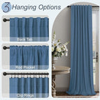 Denim Blue Blackout Curtains & Drapes 84 Inch Length 2 Panels Set Faux Linen - Image 6