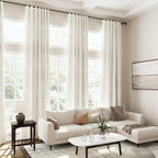 Cream Linen Curtains 110 Inches Long 2 Panels Set - Image 7