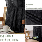 Lecloud Leia Black Sheer Curtains 84 Inches Long 2 Panels, Airy Leaf Textured - Image 3