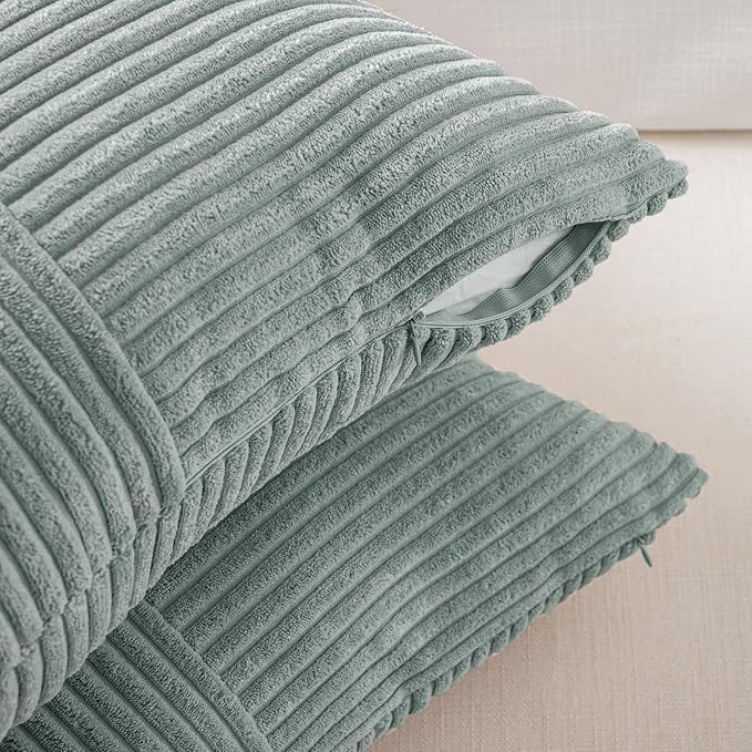 Fancy Homi 2 Packs Grey Blue Decorative Throw Pillow Covers 18x18 Inch - Image 4