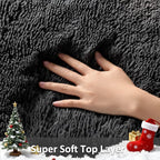 Ophanie Black Rugs for Living Room, Fluffy Furry Shaggy Fuzzy Area Rug - Image 2