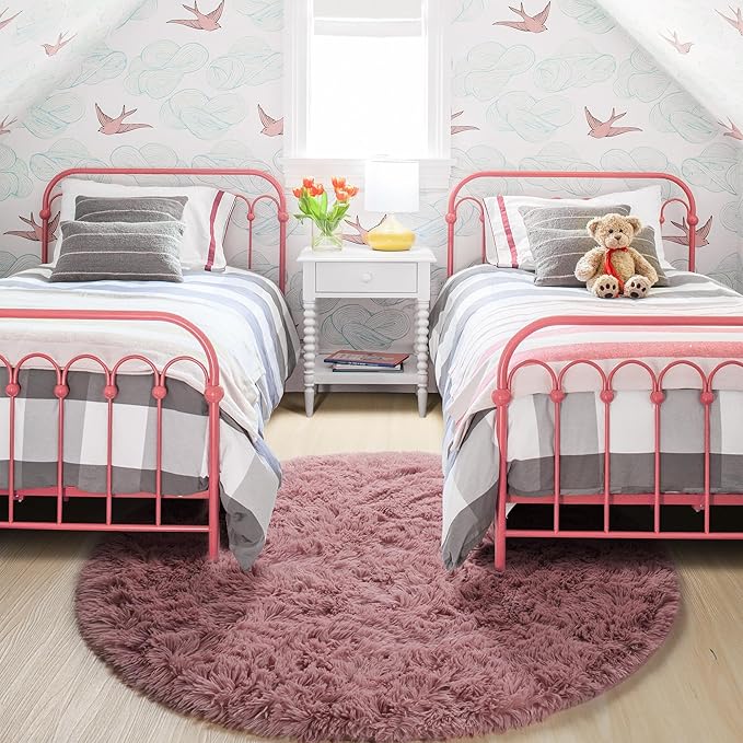 Amdrebio Blush Fluffy Round Rug 4Ft - Image 8
