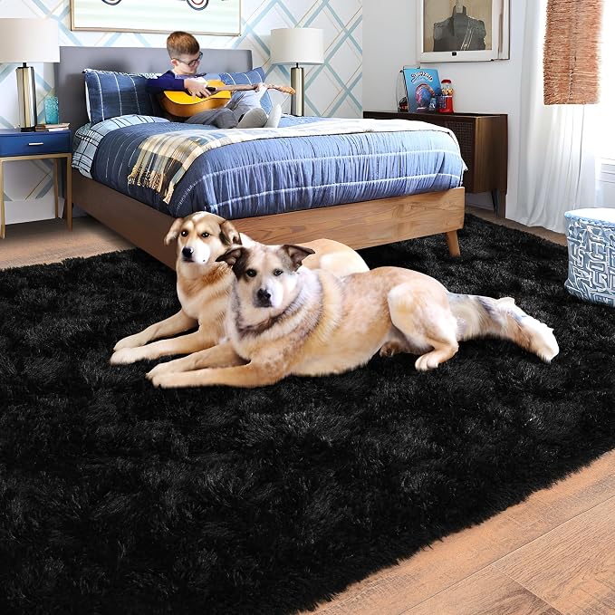 8x10 Area Rugs for Living Room, Ultra Soft Large Shag Black Bedroom Rug Upgrade - Image 3