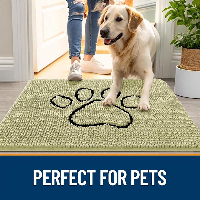 OLANLY Dog Door Mat for Muddy Paws 30x20, Paw Print Design, Absorbs Moisture - Image 6