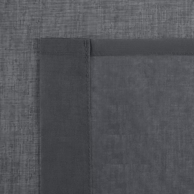 DWCN Dark Grey Sheer Curtains Semi Transparent Voile Rod Pocket Curtains - Image 4