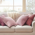 Topfinel Pink Throw Pillow Covers 16x16 Inch Set of 4, Soft Farmhouse Corduroy - Image 4