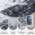 2.6'x8' Runner Rug Washable Rug;Modern Abstract Soft Thin Runner Rug Black - Image 6