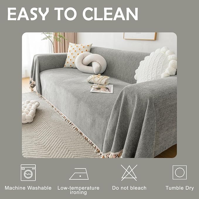 HANDONTIME Couch Slipcovers for Sofas Dark Grey Couches Cover Sofa Cover for - Image 7