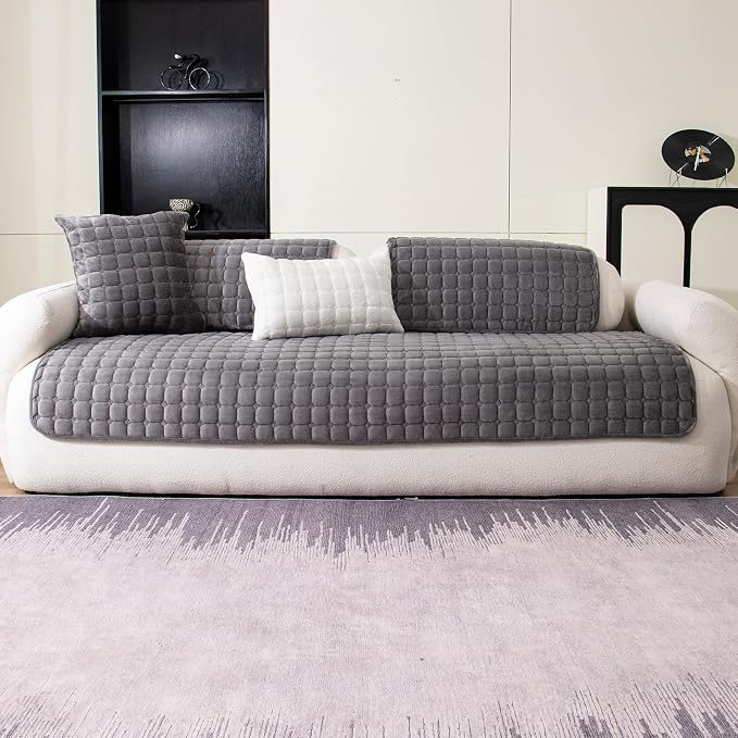 Velvet Couch Cover, Washable Sectional Sofa Cover, Anti Slip Sofa Slipcover - Image 8