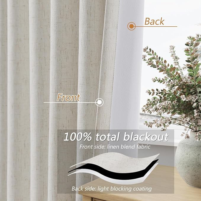 Guken Boho 86 Inches Long 100% Blackout Curtains 2 Panels Set - Image 4
