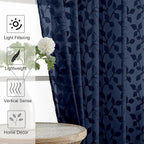 Chyhomenyc Extra Long Navy Blue Sheer Curtains 120 Inch Length 2 Panels Set - Image 6