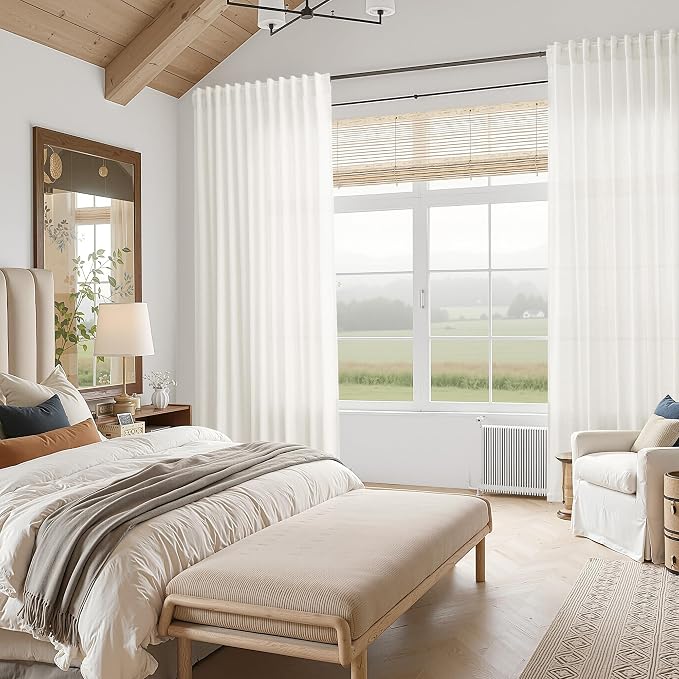 Nanspring Neutral Linen Curtains 120 Inches Long - Image 8