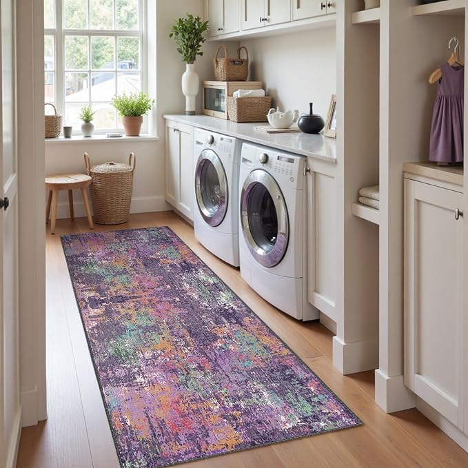 Washable Area Rugs 2'x8' Non-Slip Modern Abstract Soft - Image 4