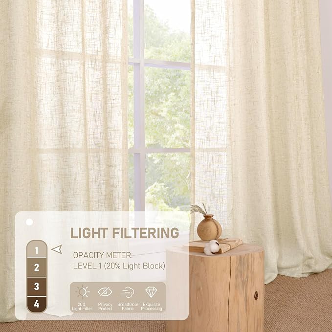 LAMIT Beige Linen Curtains 84 Inch - Image 5