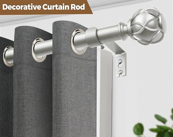 KAMANINA Curtain Rods for Windows 66 to 120 Inch, 7/8 Inch Antique Silver Heavy - Image 5