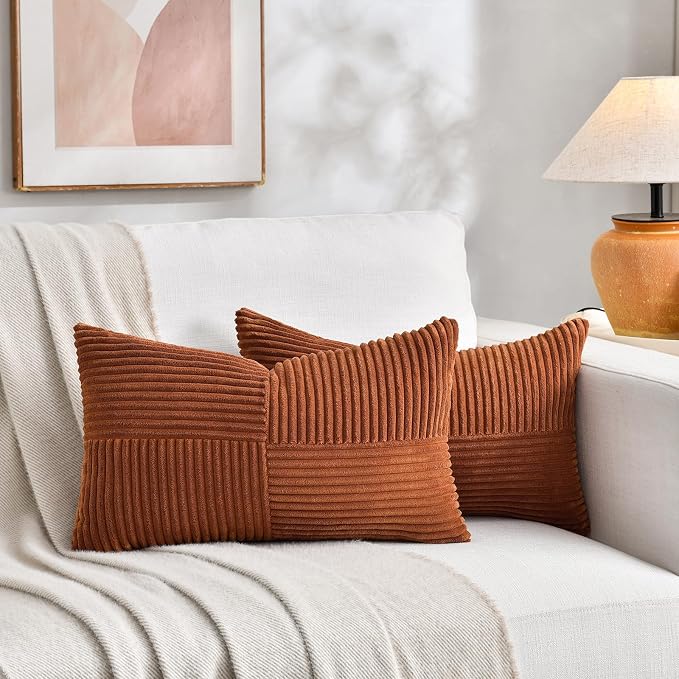 Fancy Homi 2 Packs Rust Long Lumbar Decorative Throw Pillow Covers 12x24 Inch - Image 7