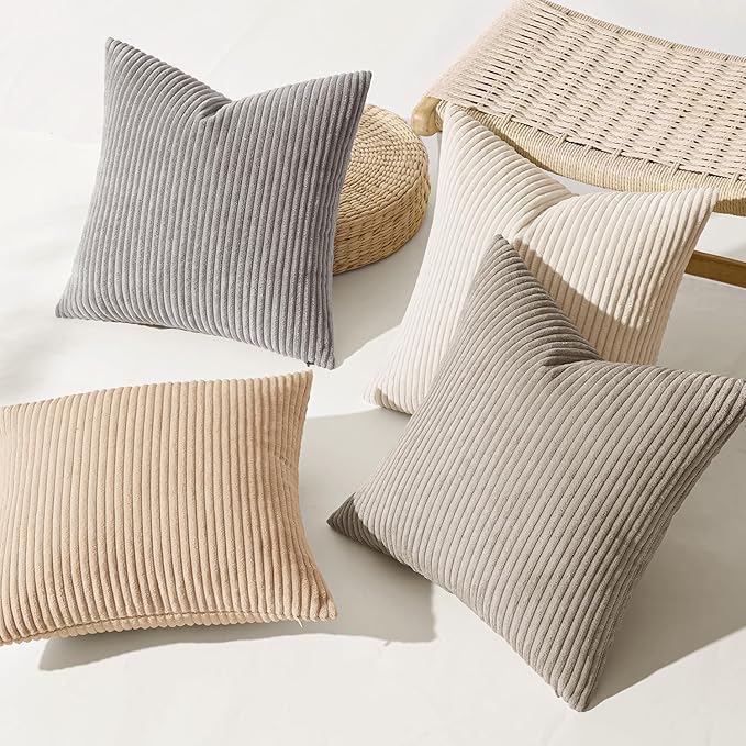 MIULEE Boho Farmhouse Neutral Cream Throw Pillow Covers 20x20 Inch Set of 4 - Image 7