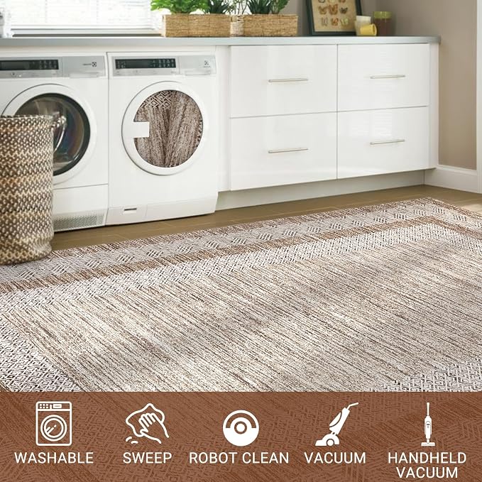 GarveeHome Modern 3x5 Neutral Area Rug Washable Non-Slip Low-Pile Indoor Rugs - Image 7