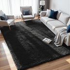 6x9 Area Rugs for Living Room Rug: Soft Fluffy Shag Black Rugs for Bedroom by CarpetAddColortoYourLife