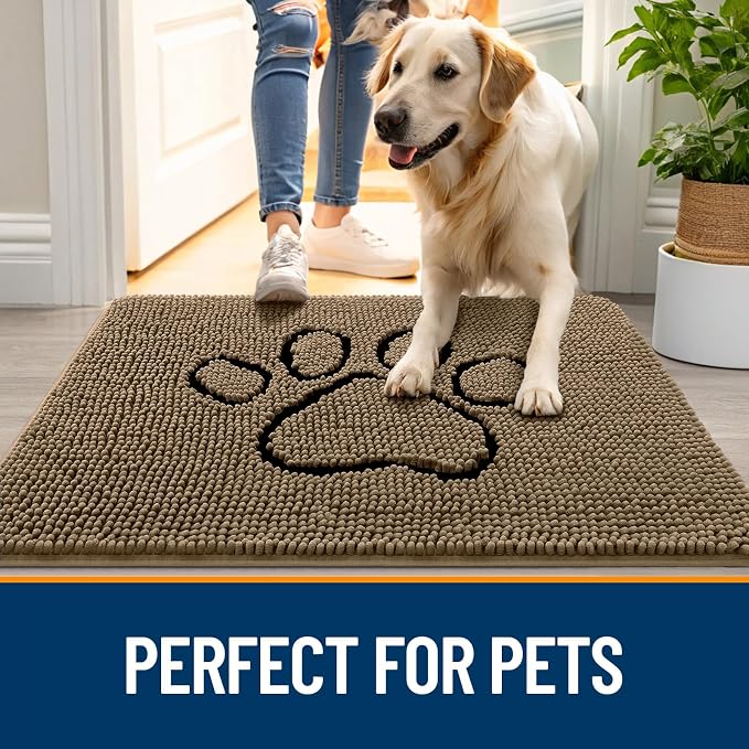OLANLY Dog Door Mat for Muddy Paws 40x32, Paw Print Design, Absorbs Moisture - Image 6
