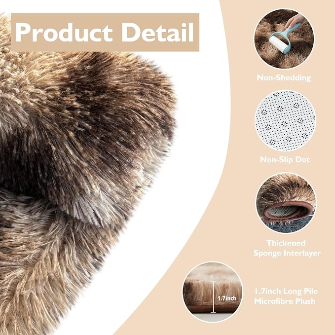 Fluffy Round Rug, Soft Area Rugs - Image 4
