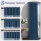 Navy Blue Short Blackout Curtains 54 Inch Length 2 Panels - Image 5