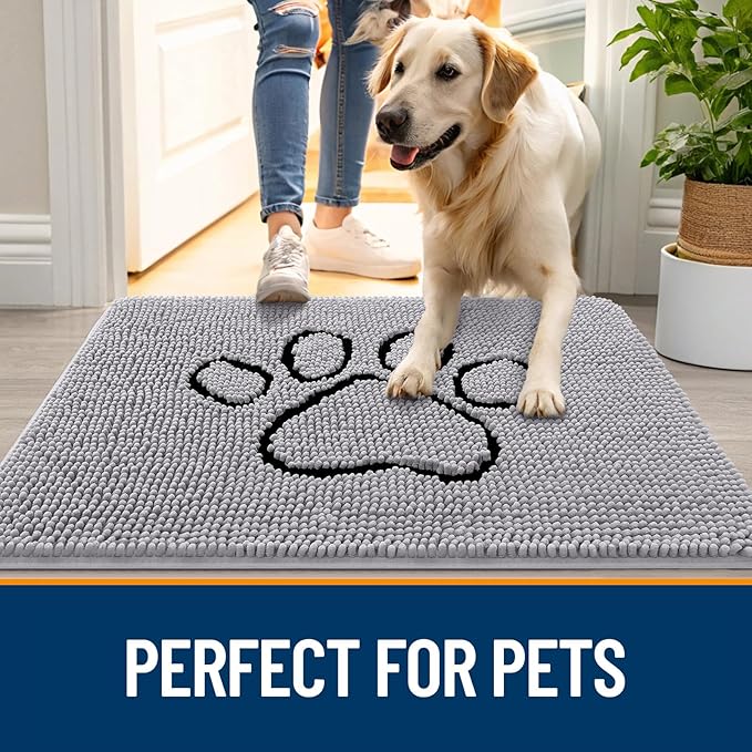 OLANLY Dog Door Mat for Muddy Paws 36x24, Paw Print Design, Absorbs Moisture - Image 6