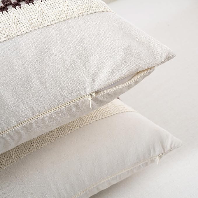 Fancy Homi Set of 1 Boho Brown Big Decorative Throw Pillow Cover 24x24 Inch - Image 3