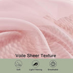 OWENIE Blush Sheer Curtains 72 Inches Long 2 Panels Set, Transparent Voile - Image 5