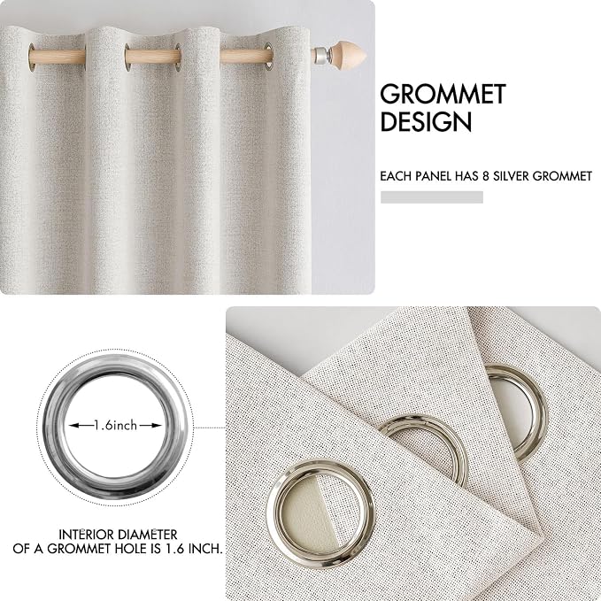 MIULEE 100% Blackout Linen Textured Curtains - Image 4