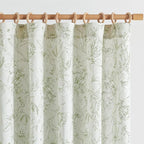 jinchan Floral Curtains 96 Inches Long Sage Green Flower Linen Farmhouse Curtain by JINCHAN